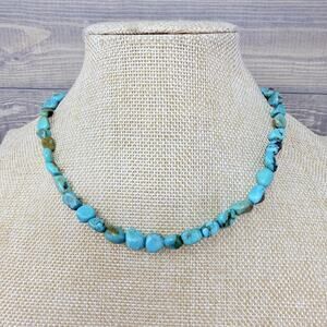 Vintage Turquoise Strand Necklace 925 Sterling Silver 6mm